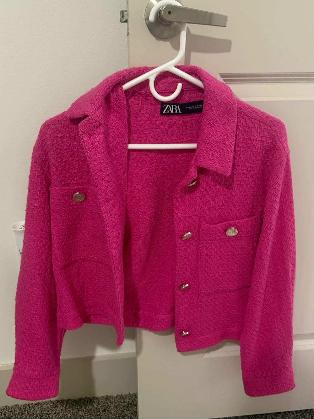 Zara Pink Textured Jakcet